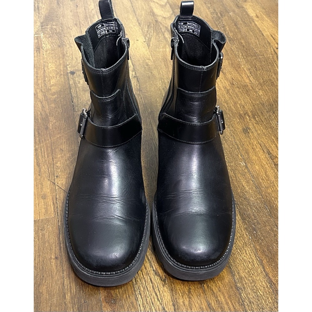 Vionic Women's Folsom Ankle Booties Black Moto Style Double Buckle 9.5